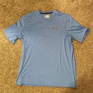 Light blue Under Armor v-neck t-shirt.
